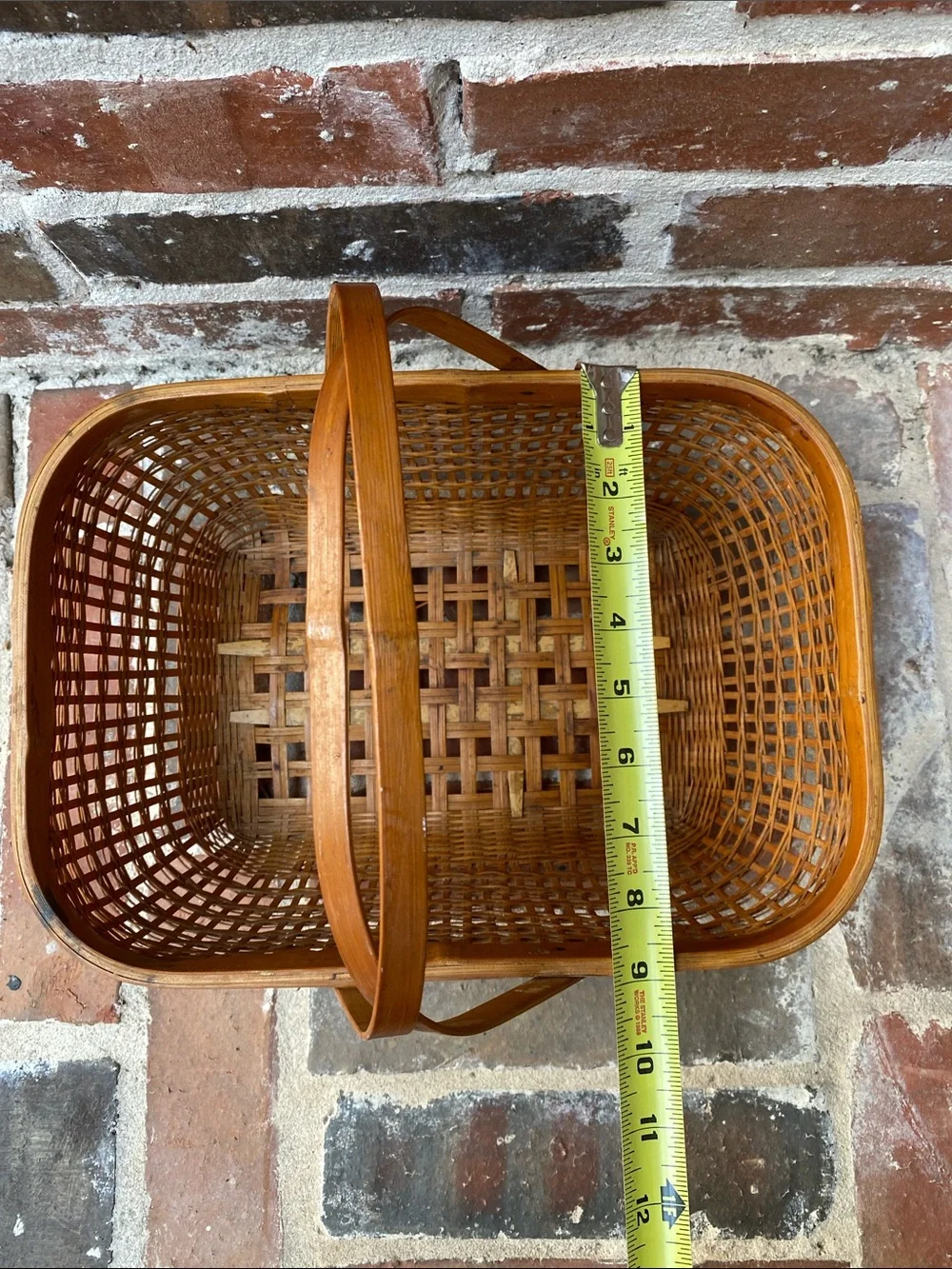 Vintage Handwoven Natural Brown Wicker Basket with Handles